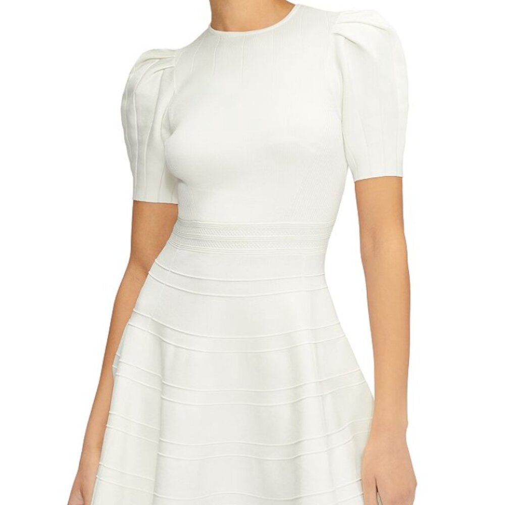 Ted Baker Ivory Puff Sleeve Dress with Engineered Skirt